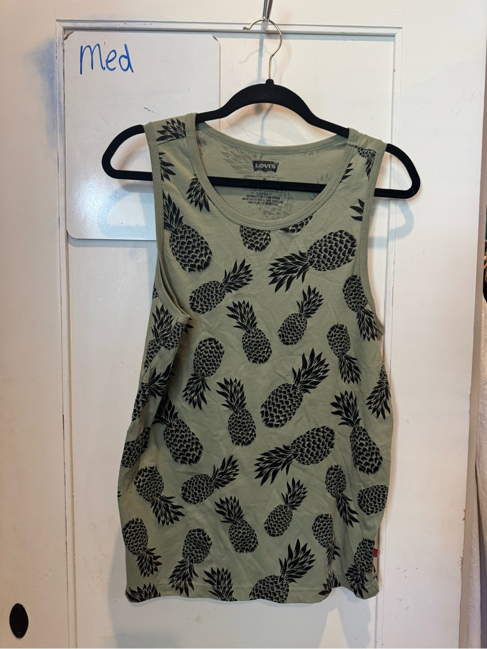 Levi's Olive Green Tank with Black Pineapple Print